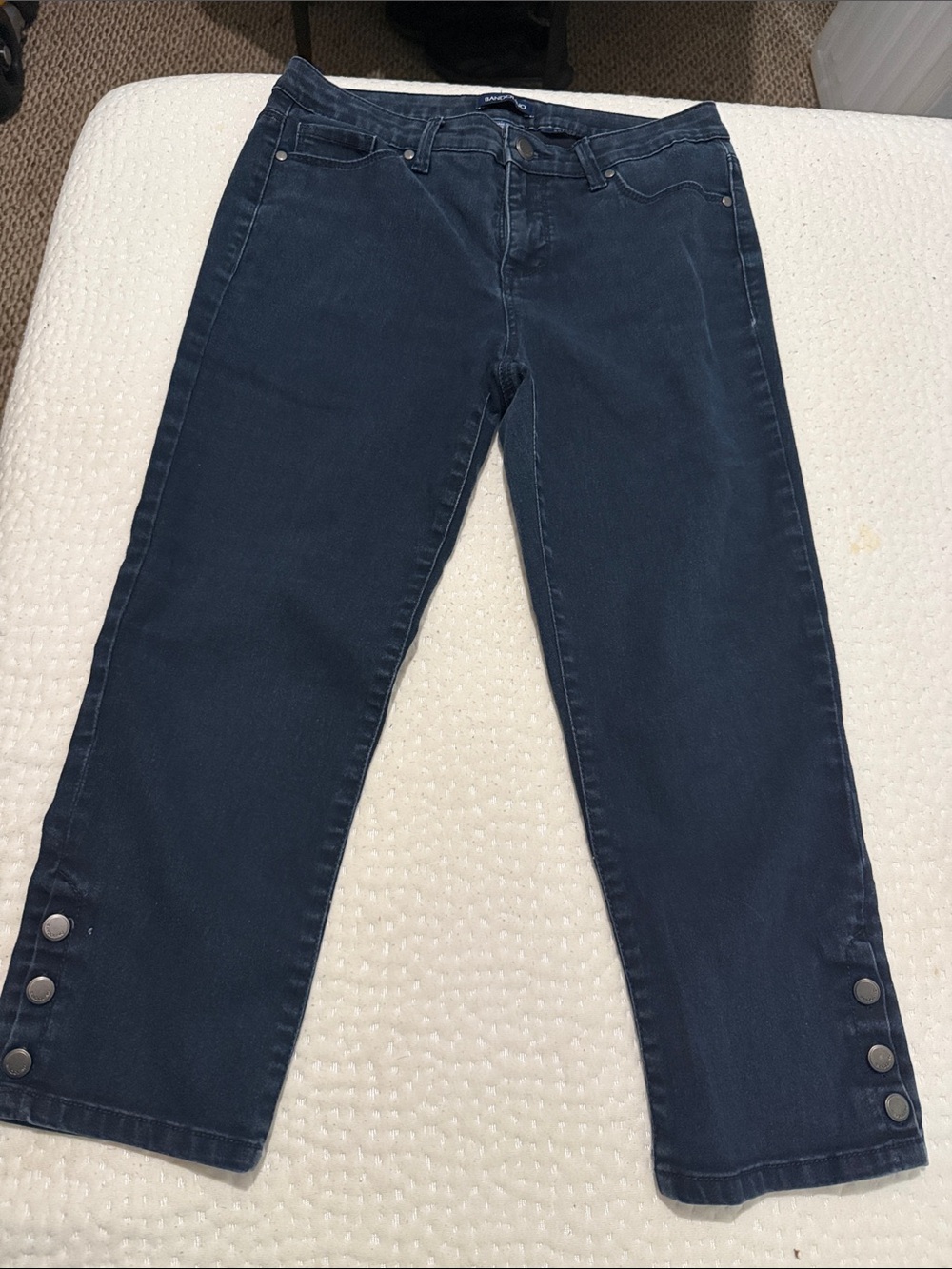 Bandolino Navy Button-Hem Cropped Jeans